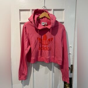 adidas Pink Cropped Hoodie Sweater